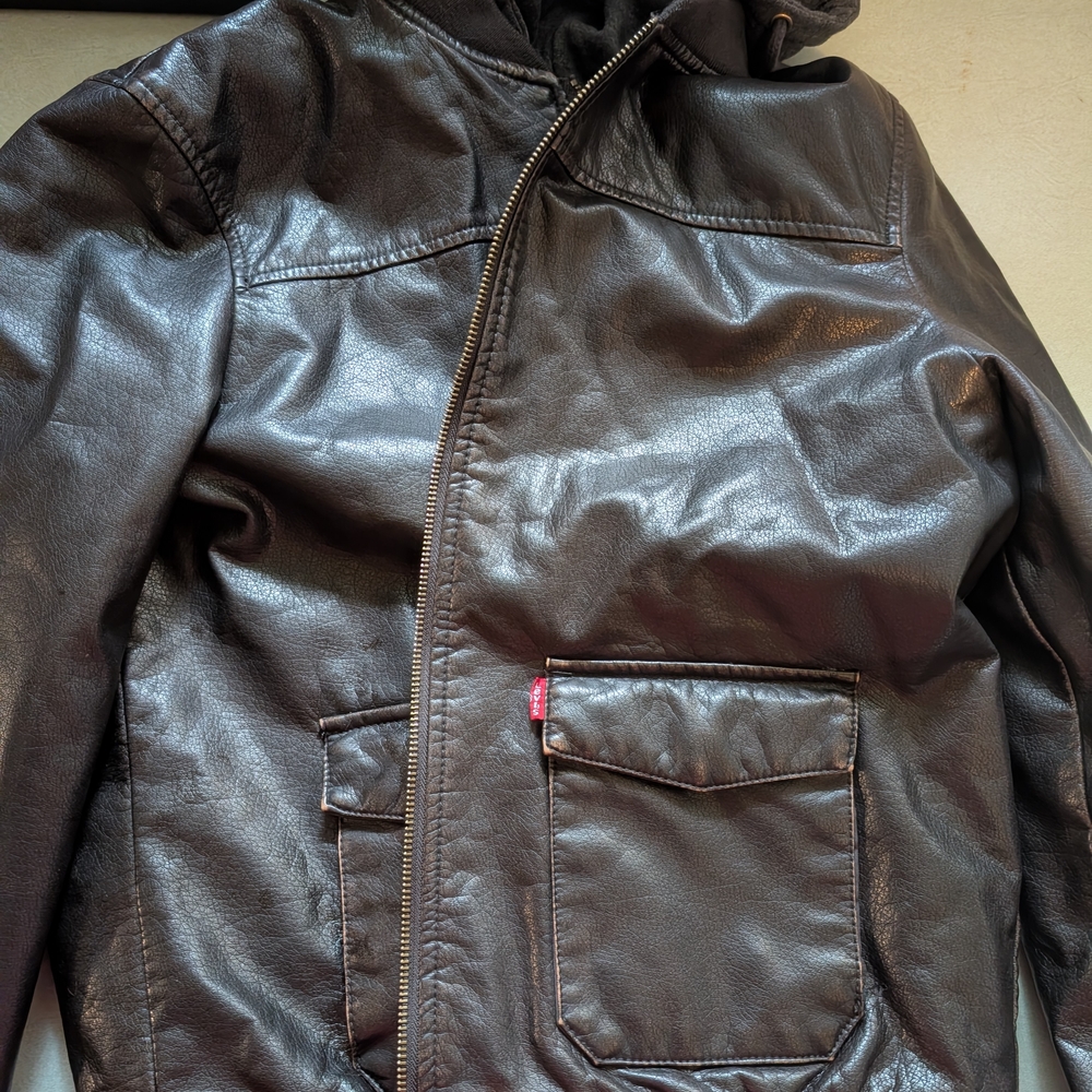 Levi's Dark Brown Faux Leather Bomber Jacket